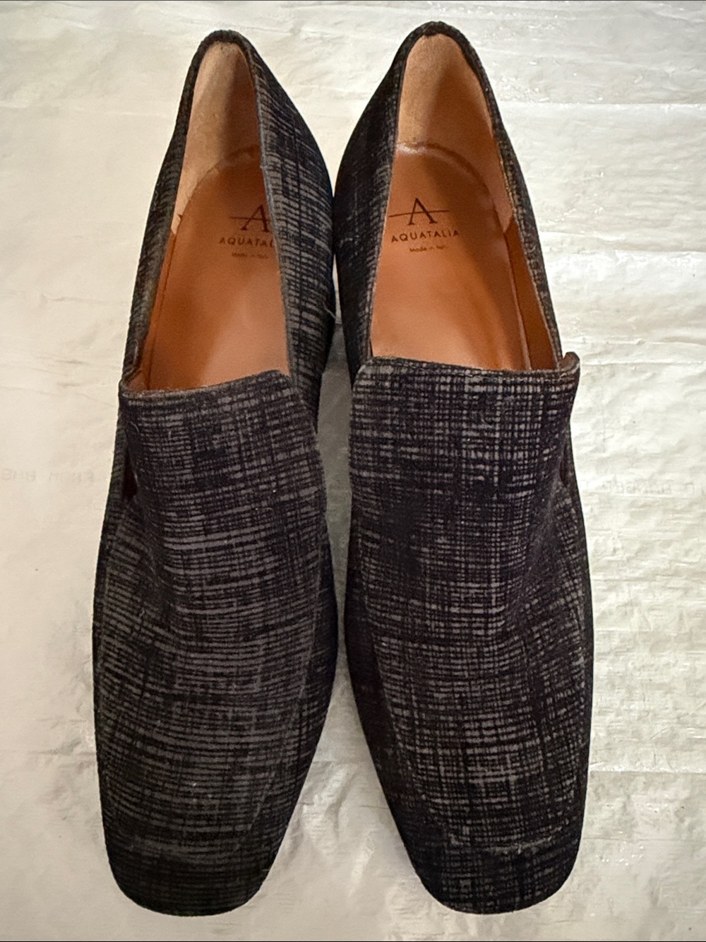 Aquatalia Black Textured Women's Slip-On Loafers